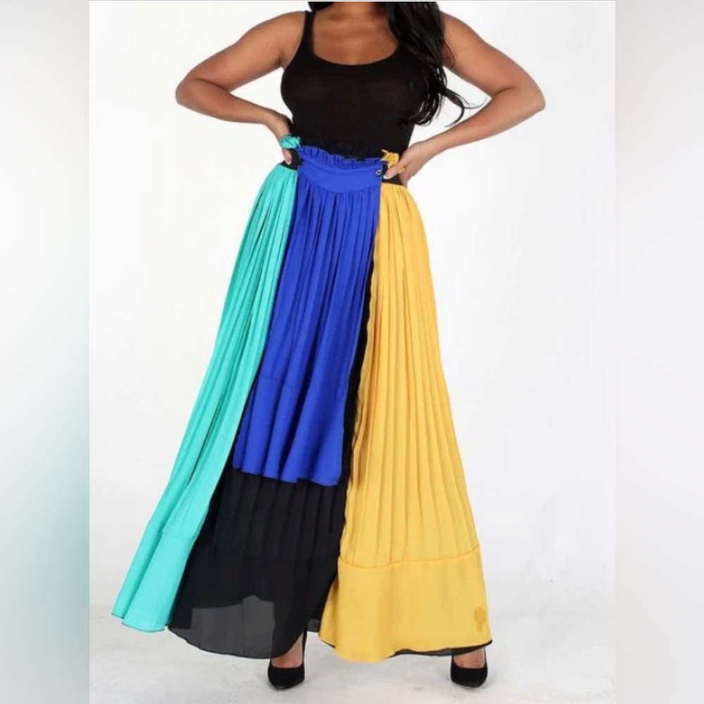 Vintage Color Block Maxi Skirt 👗
